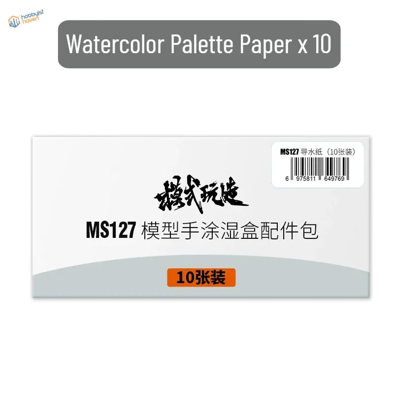 White rectangular package of ten dispersing paper sheets for shi tools wet palette used in model hand painting