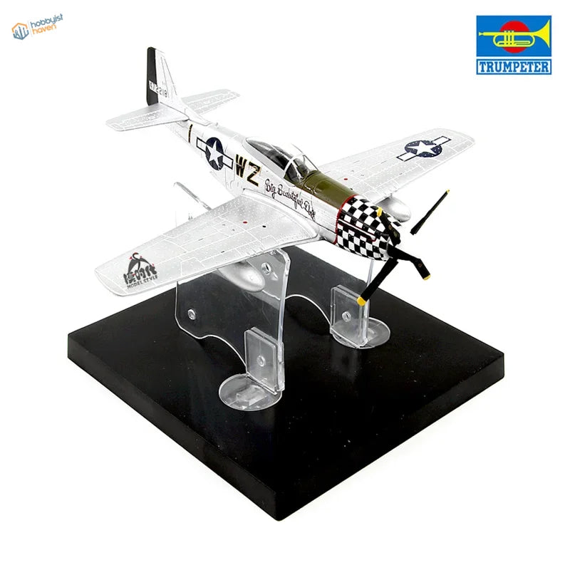 White olive green P-40 Warhawk model on aircraft display stand