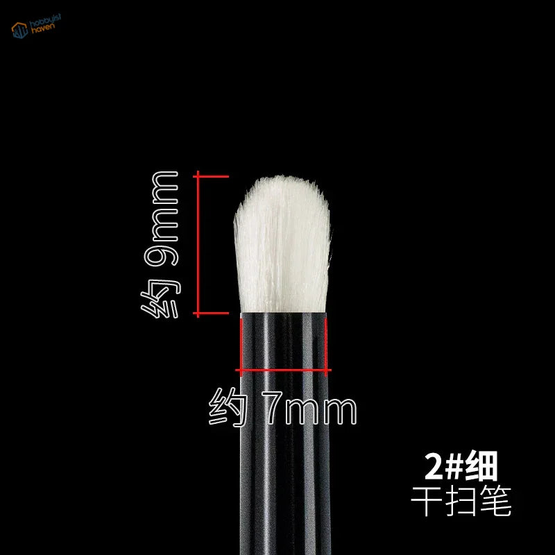 Sleek black-handled modeling dry brush with soft dense white bristles