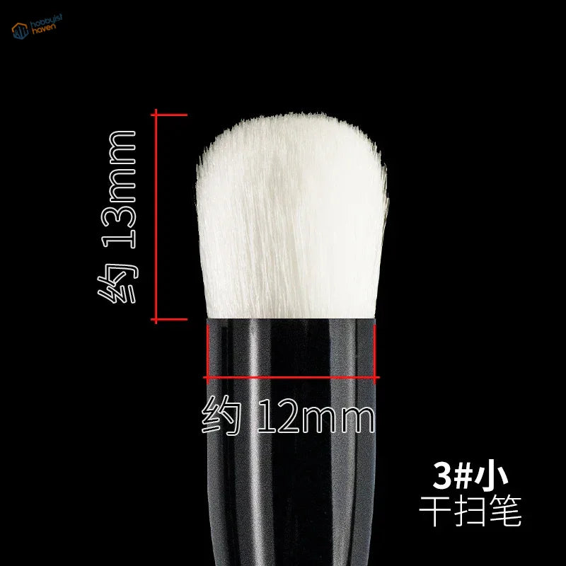 Sleek black-handled modeling dry brush with soft dense white bristles