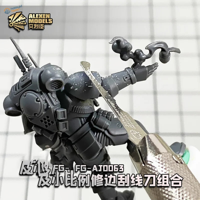 Black plastic armored figure with weapon for Mold Line Remover