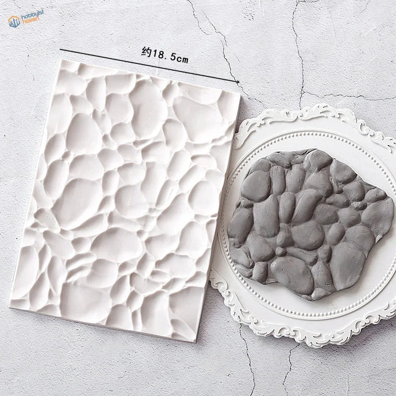 White textured 3D silicone mold for scale modeling, 18.5 cm pebble design