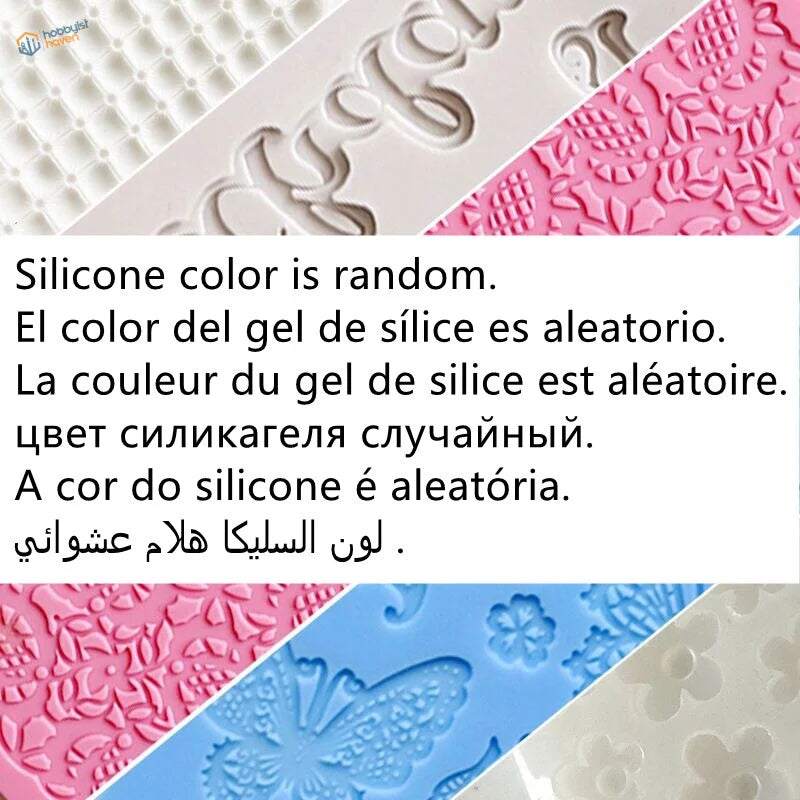 Pink and blue silicone molds with floral butterfly designs for scale modeling rocks