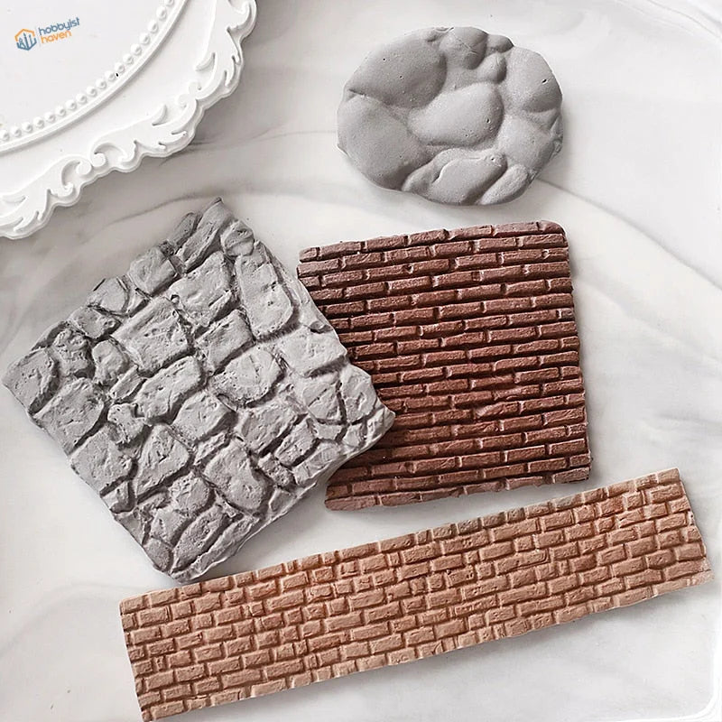 Gray terracotta silicone molds for scale modeling rocks and bricks
