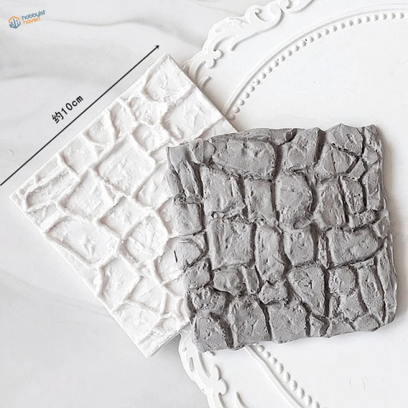 White and gray textured silicone molds for scale modeling rocks, 10cm panels