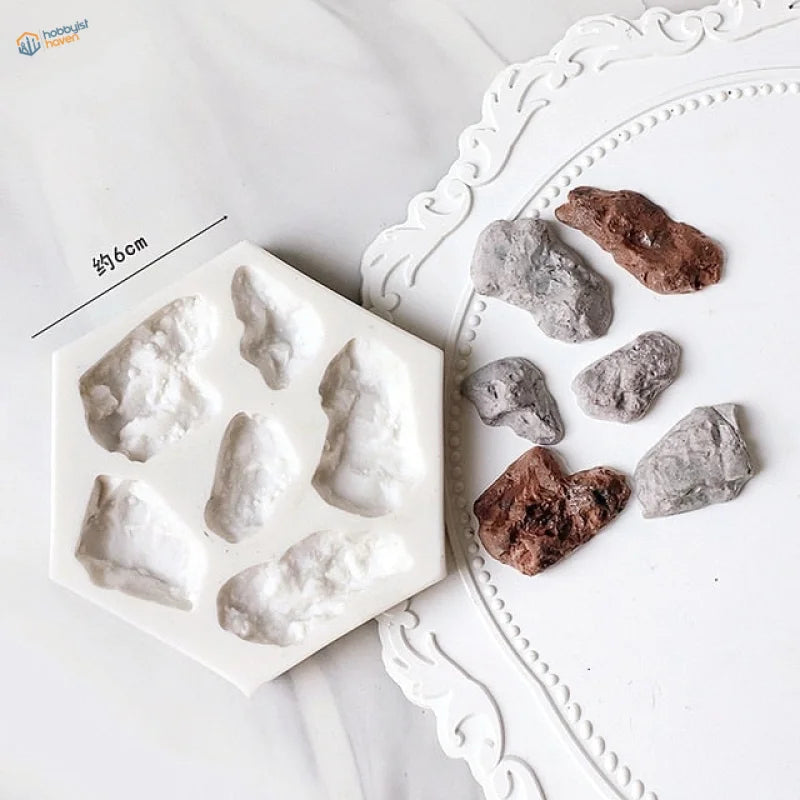 White hexagonal silicone mold for realistic rocks in scale modeling