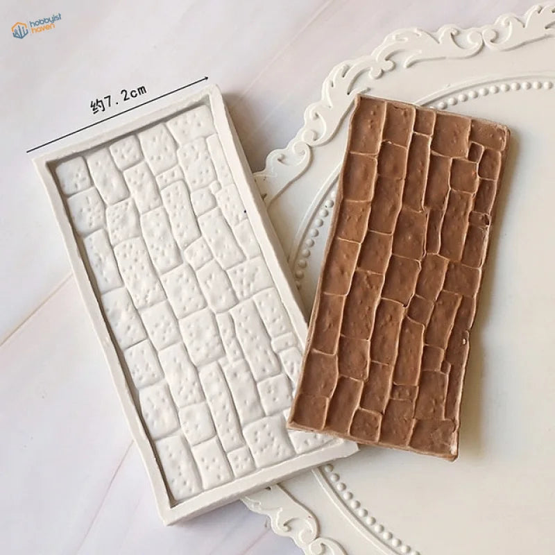 White and brown brick-pattern silicone molds for scale modeling tools