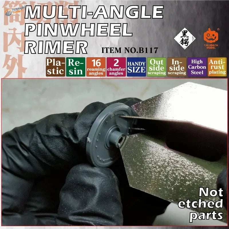 Gray plastic multi-angle pinwheel rimer with high carbon steel blade