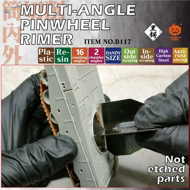 Black multi-angle pinwheel rimer with high carbon steel blade