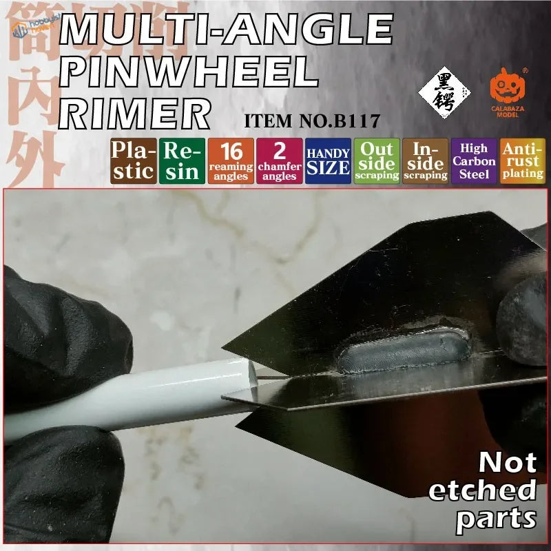 Multi-angle pinwheel rimer with black silver high carbon steel blades