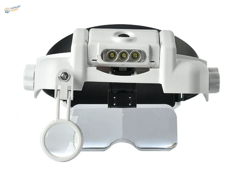 Multi-lens LED magnifier headset with three lights