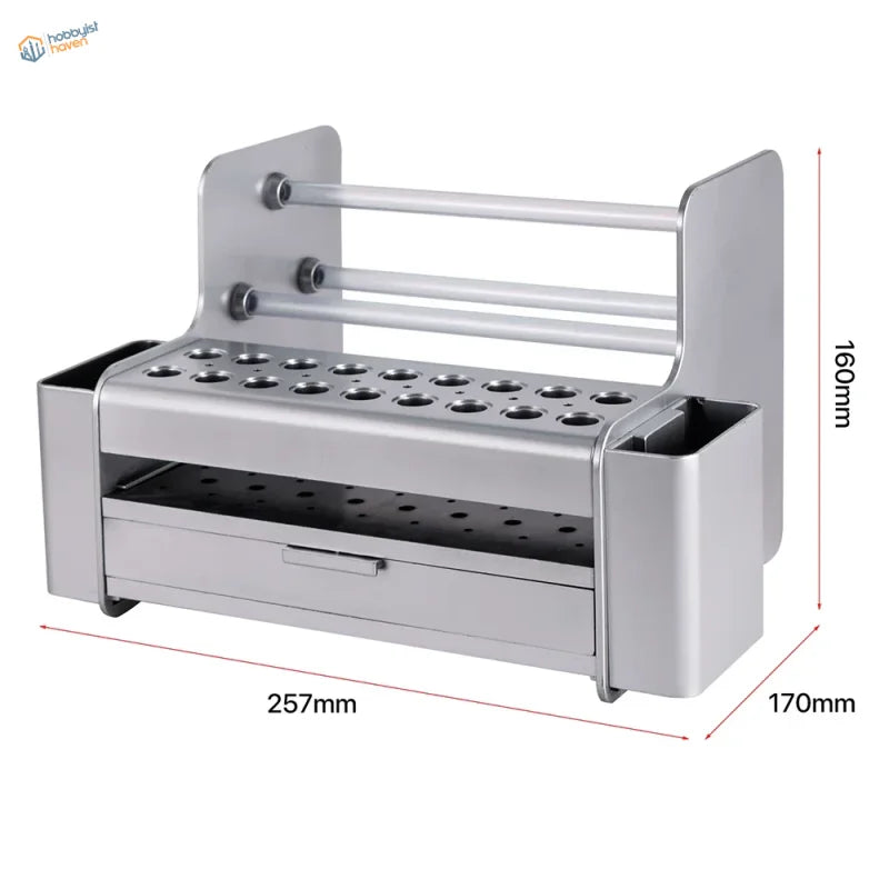 Silver stainless steel multi-spot holder for scale modeling tools