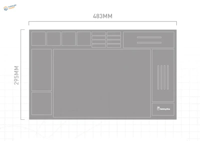 Gray hobbyave durable silicone work pad with compartments and drawers