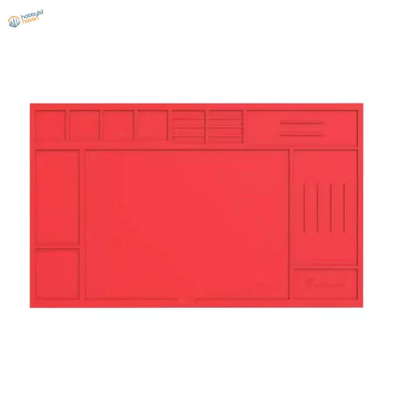 Red durable silicone work pad with newspaper layout design