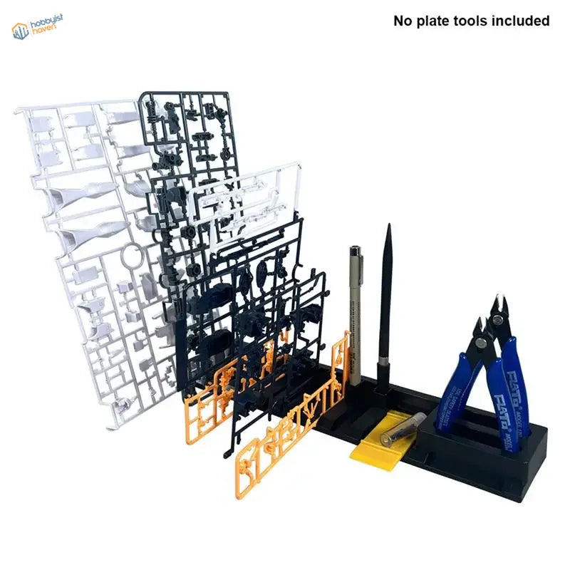 Black multifunctional sprues holders with tool slots and yellow mat