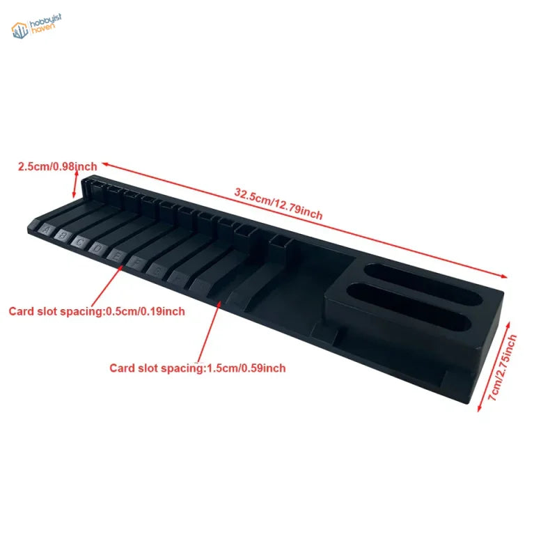 Black multifunctional sprues holders with slots and compartments