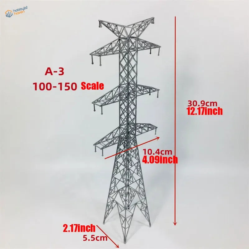 Gray metal 1:100-150 scale transmission tower from Multiple Scales Transmission Towers