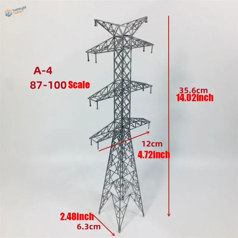 Gray metallic A-4 87-100 scale transmission tower model