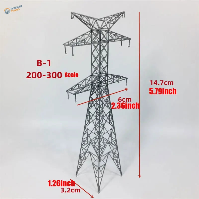 Gray metal 200-300 scale transmission tower from Multiple Scales Transmission Towers