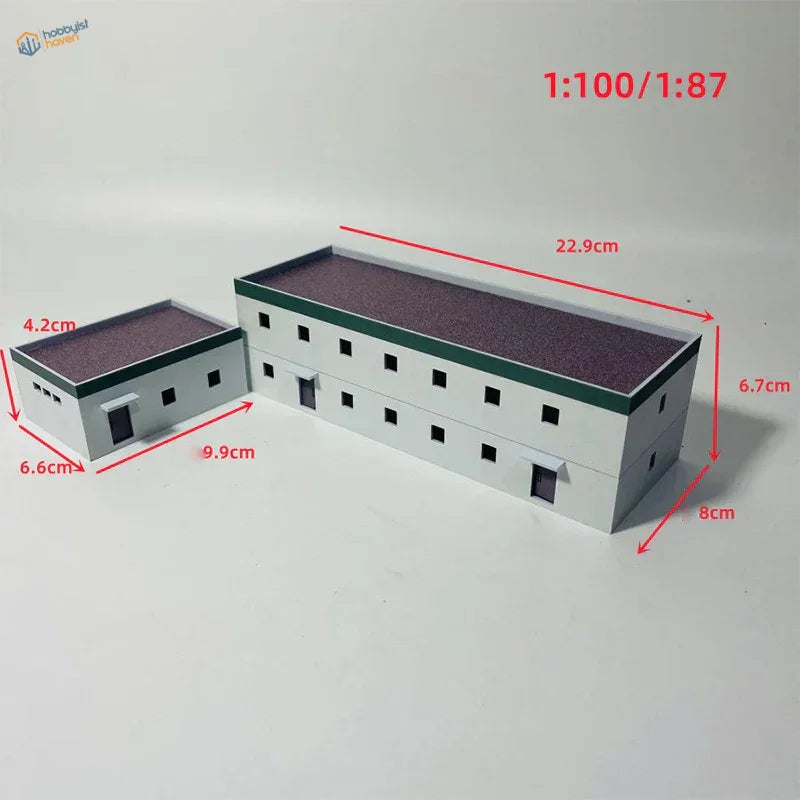 White and green 1:100 scales transmission towers model with purple roof