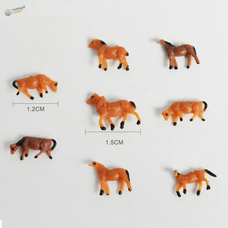 N scale 1:150 model painted miniature orange brown horses with black hooves