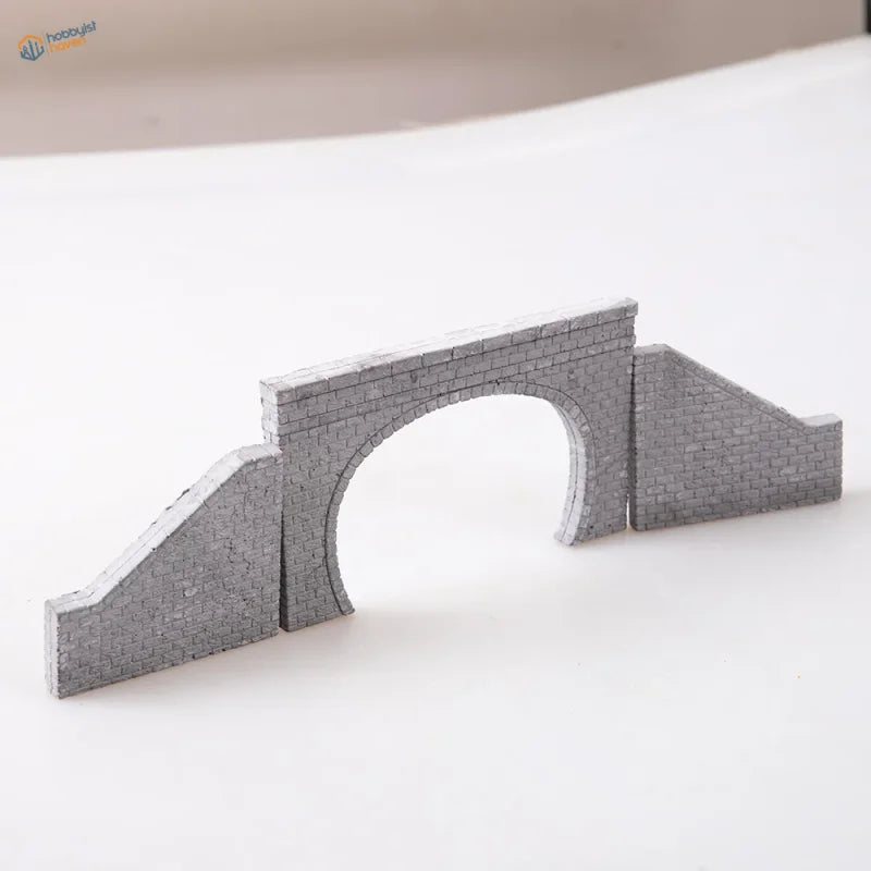 Gray brick stone tunnel portal model with arch opening for n scale railway scenery 1 160