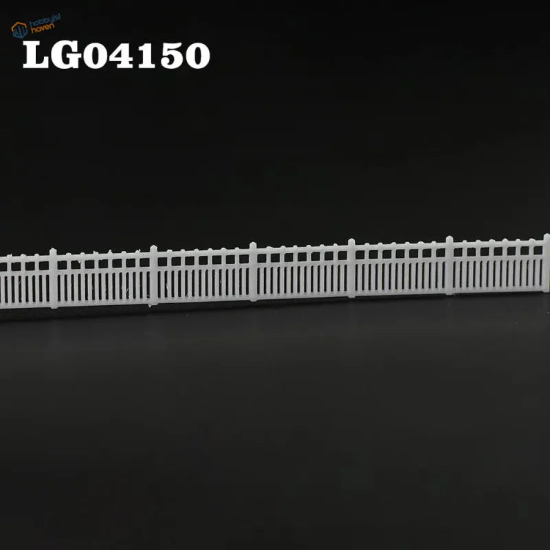 N scale white plastic building fence wall with vertical slats and lattice-top picket design for station platform uses