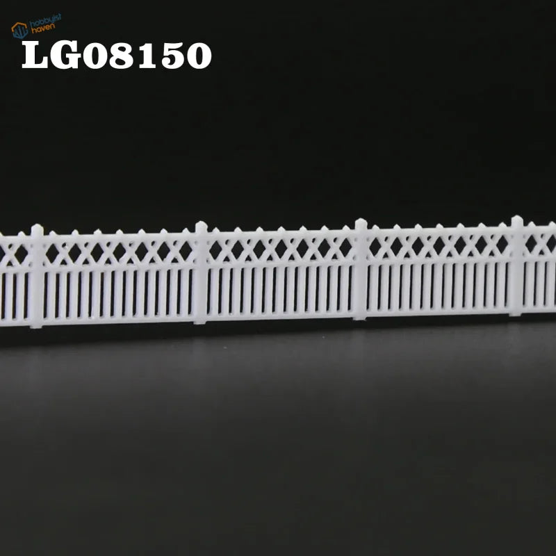 N scale white plastic lattice-top picket fence wall with vertical slats for station platform 1 metre 3 pieces