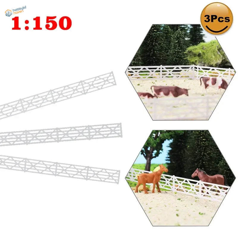 N scale white building fence wall with lattice-top picket design 1 metre 3 pieces plastic model farm fences 1 150 scale