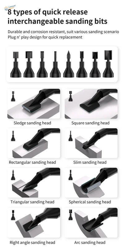 Eight black sanding bits for DSPIAE Illusive Shadow Pro reciprocating sander