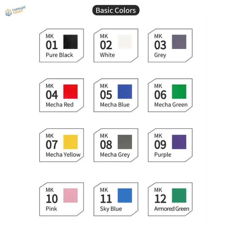 NEW Generation DSPIAE 12 soft tipped acrylic pens color swatches grid