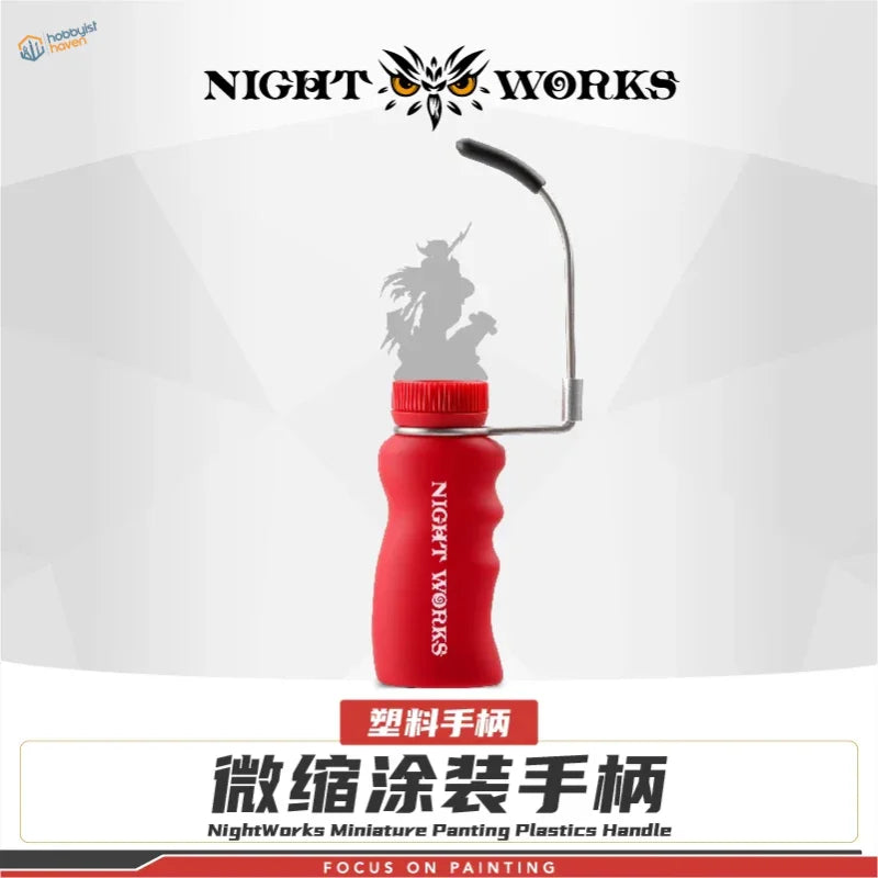 NightWorks painting handle with red plastic grip and curved metal attachment
