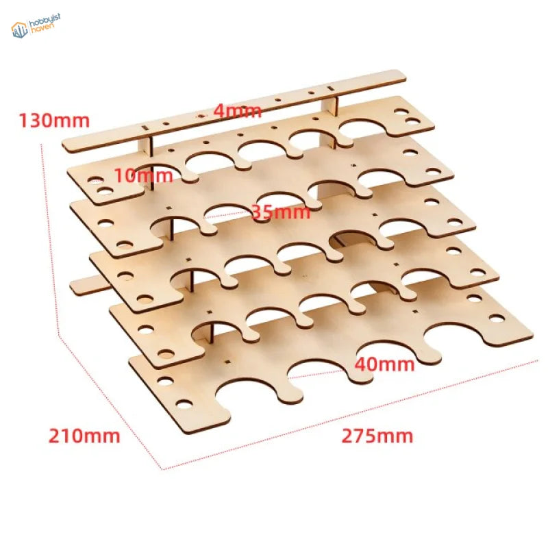 Stacked wooden rack for paint bottles and scale modeling tools