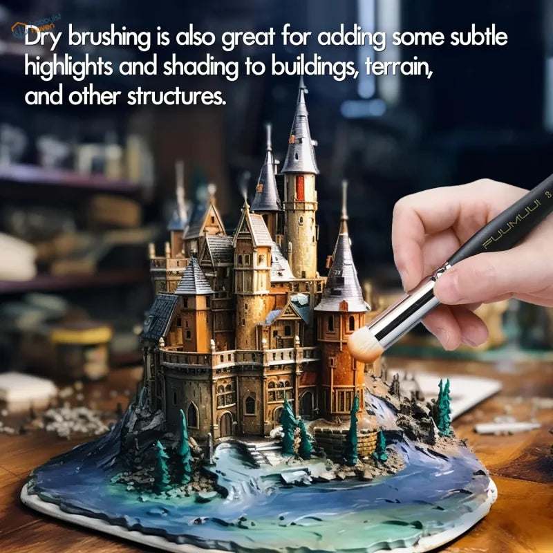 Detailed gothic miniature castle model for dry brushing brushes painting weathering