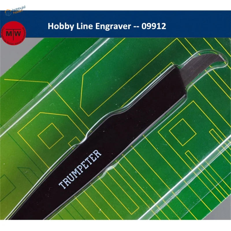 Black Trumpeter panel line engraver with curved tip in packaging