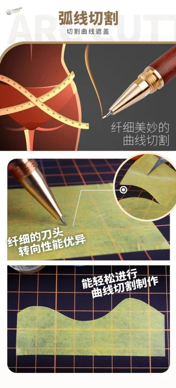 Pen-type trimming knife for Gundam scale modeling with gold tip and red grip