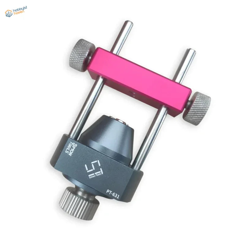 Perfect center locator: pink and black precision hobby tool with adjustable arms