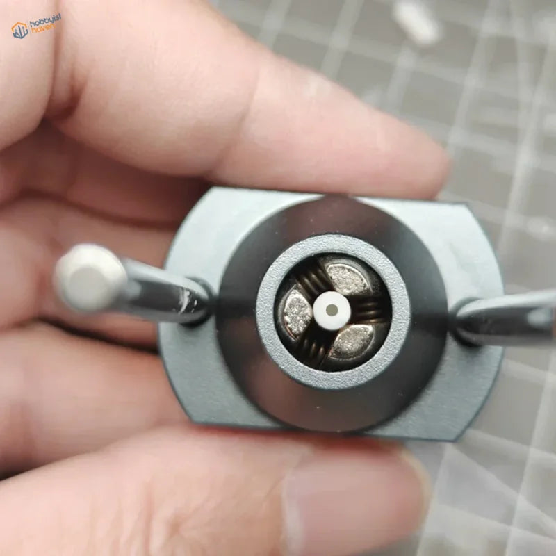 Perfect center locator: silver precision hobby tool with rotating mechanism