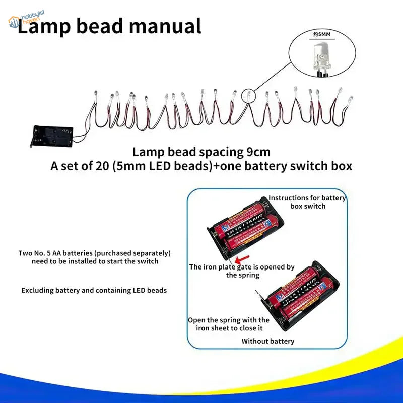 20 clear LED beads with wires and switch for PG/HG/MG Gundam mechanical base