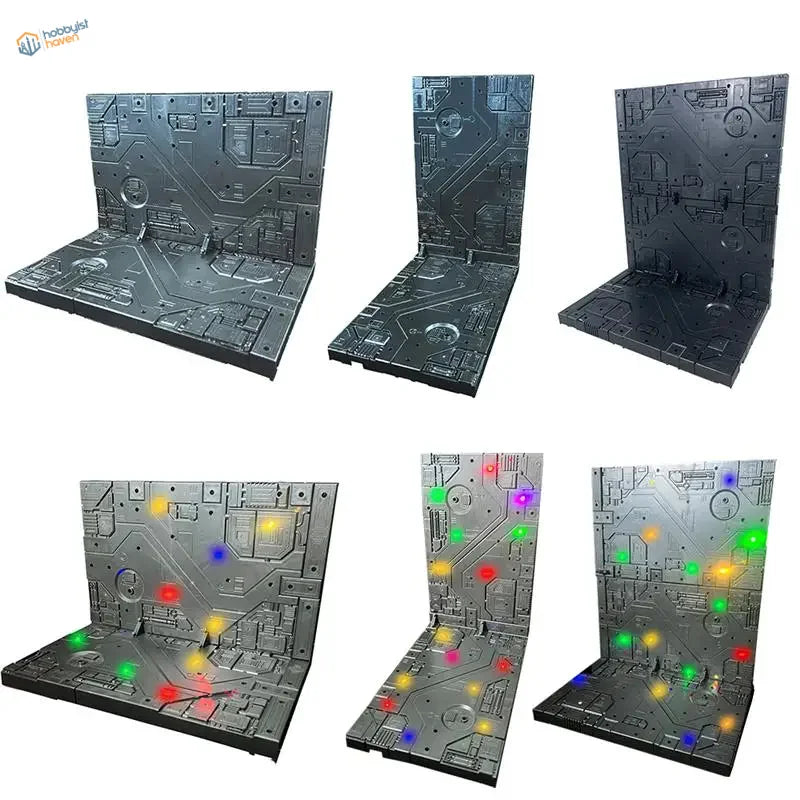 Black plastic LED light panels with circuits for PG HG MG Gundam mechanical base