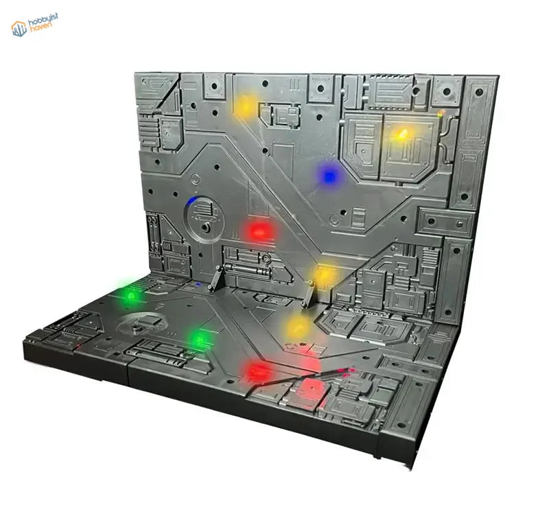 Silver metallic PG HG MG Gundam Mechanical Base with glowing LED lights