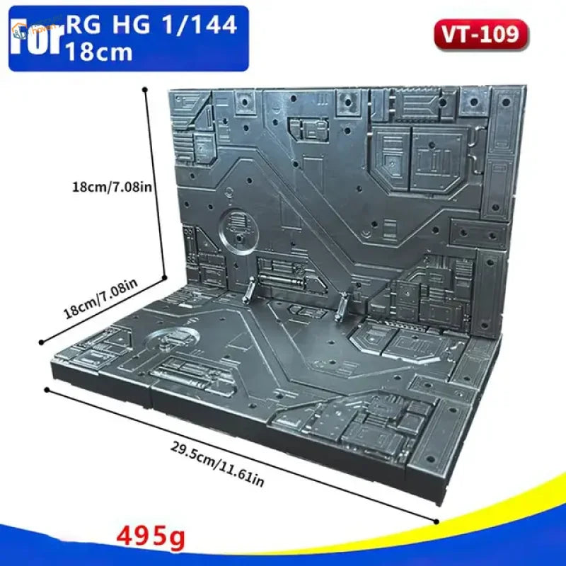 Gray Gundam mechanical base model with intricate circuit panel for model making