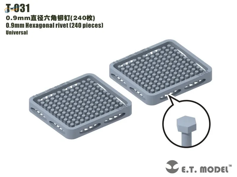 240 precision 0.9mm hexagonal screws in gray trays for hobby models