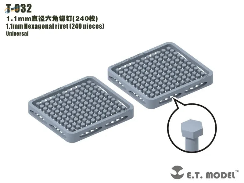 240 precision 1.1mm hexagonal screws in gray trays for model building