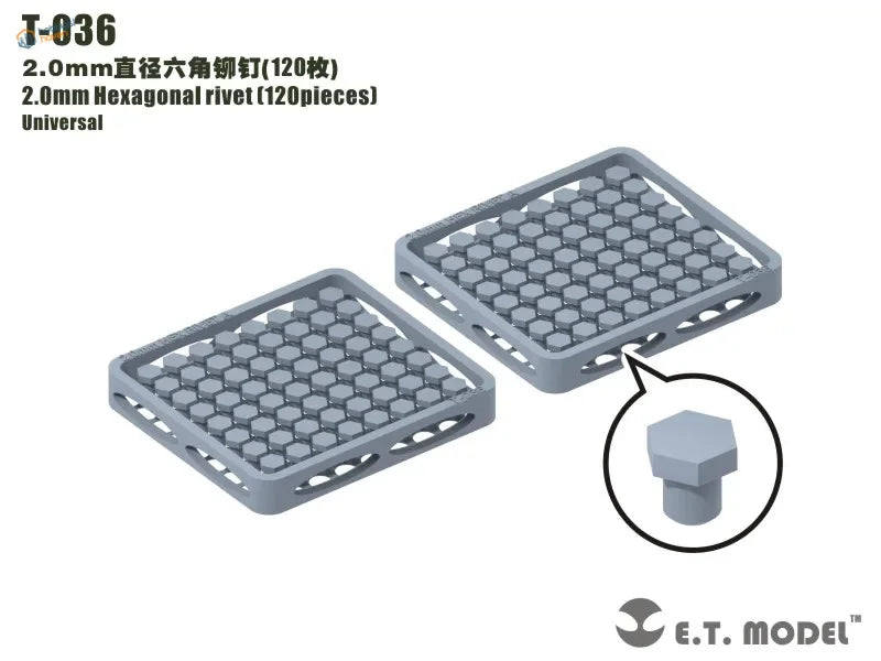 Gray 2.0mm hexagonal screws in honeycomb trays for precision hobby tools