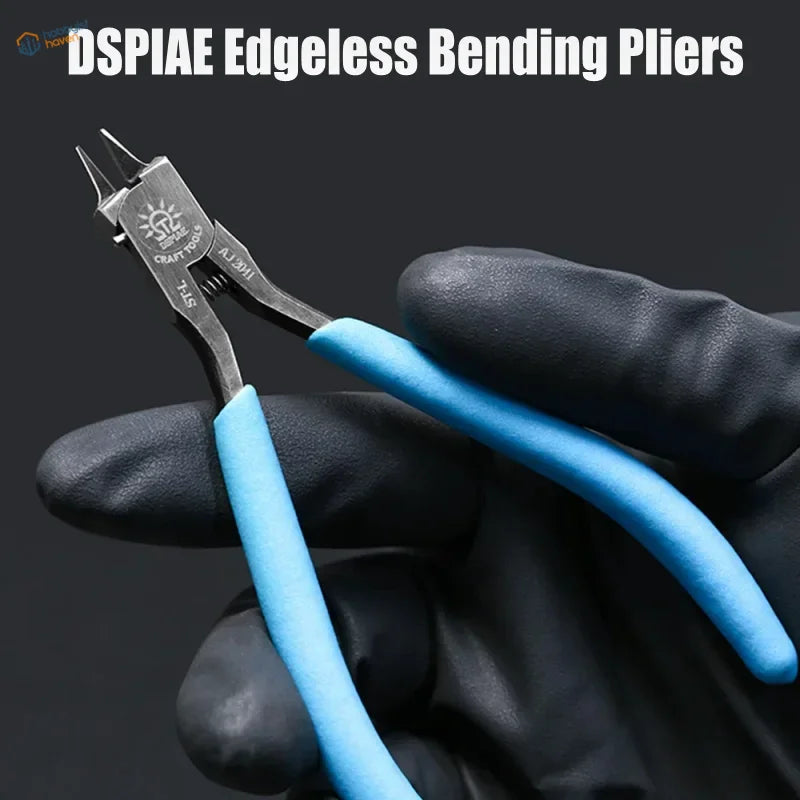 Blue-handled edgeless bending pliers with precision metal head for scale modeling