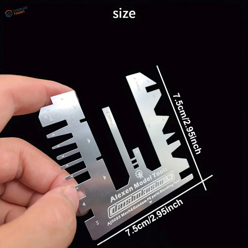 Silver metallic Alexen photo etch bending tool with ruler for Gundam PE parts