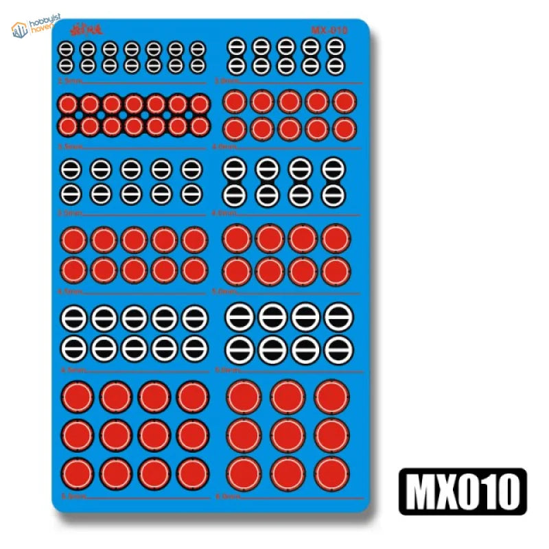 Blue photo etch round plates with red black decal stickers for Gundam models