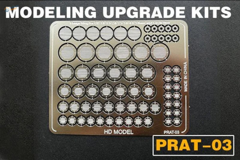 Photo etch round plates: metallic silver upgrade kit for Gundam models