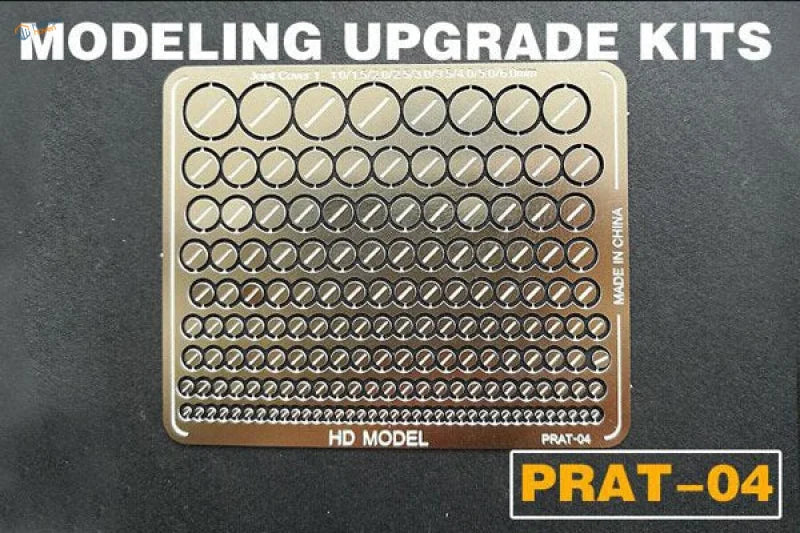 Photo etch round plates: metallic silver Gundam model upgrade kit with cutouts